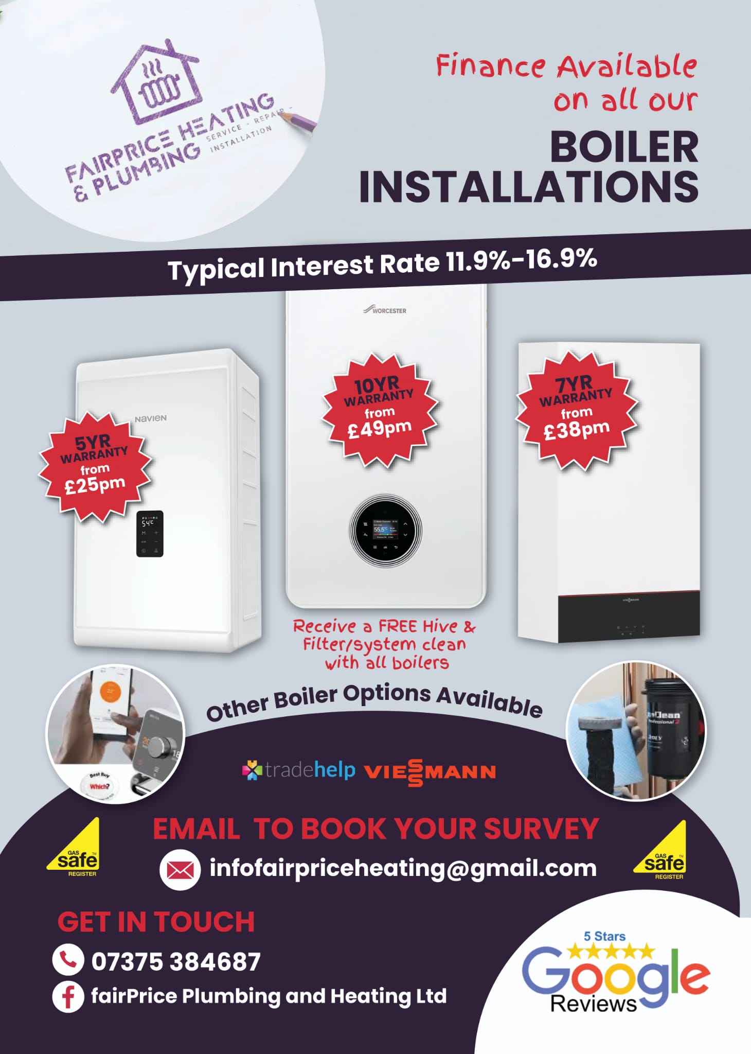 New boiler installations in central Scotland